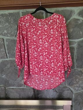 Papermoon Red Floral Tie-Cuff Blouse